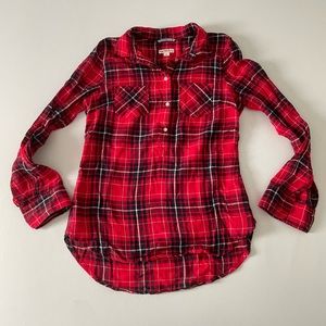 Merona Plaid Flannel Half button Henley